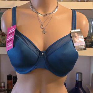 Bali Bra 38-D Teal One Smooth U #3439 Ultra Light Underwire Convertible NWT